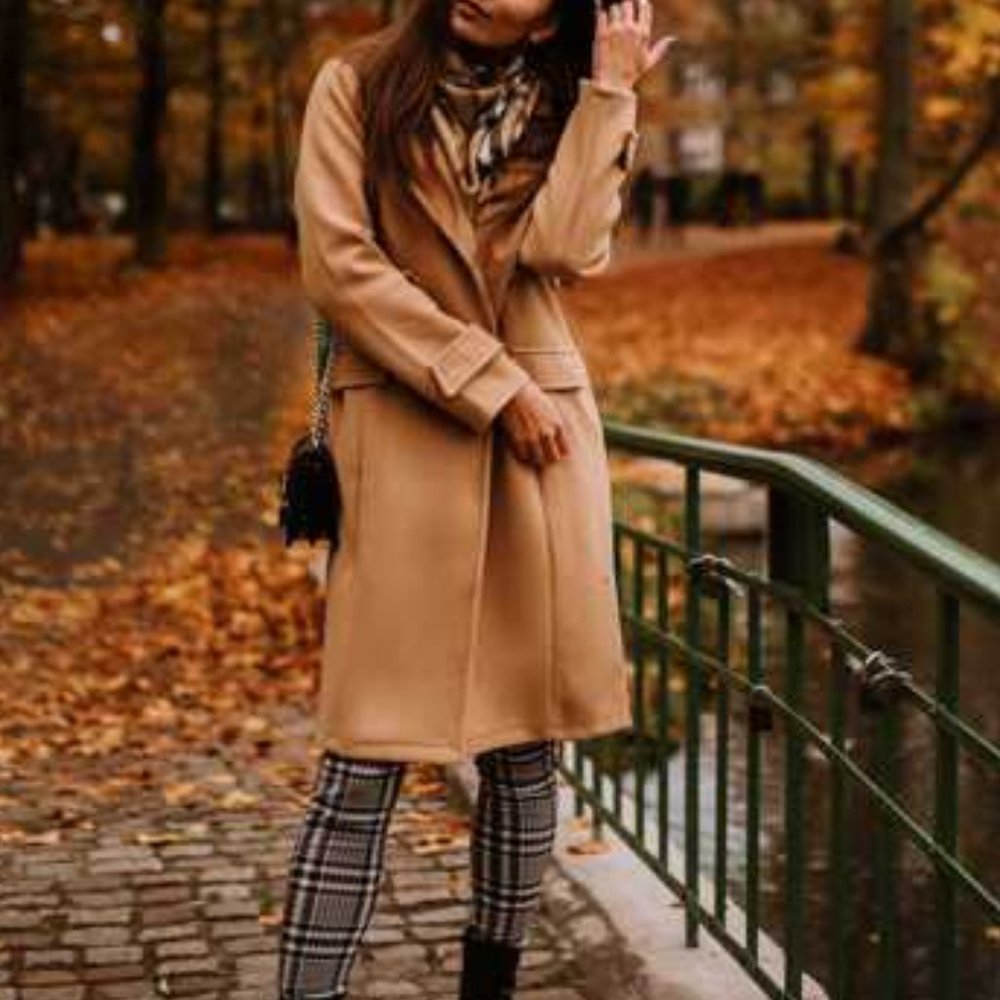 Button Front belted Trench Coat - TAN - Picture 7 of 8